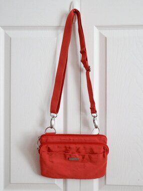Baggallini Everyday Mini Crossbody Bag Purse Nylon Coral Adjustable Strap Travel